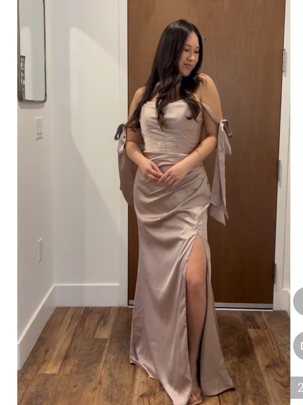 NEW NWT AW Bridal Shauna dress in taupe crystal satin